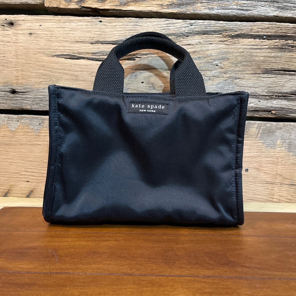 Vtg Kate Spade Black Nylon Mini Tote Bag.